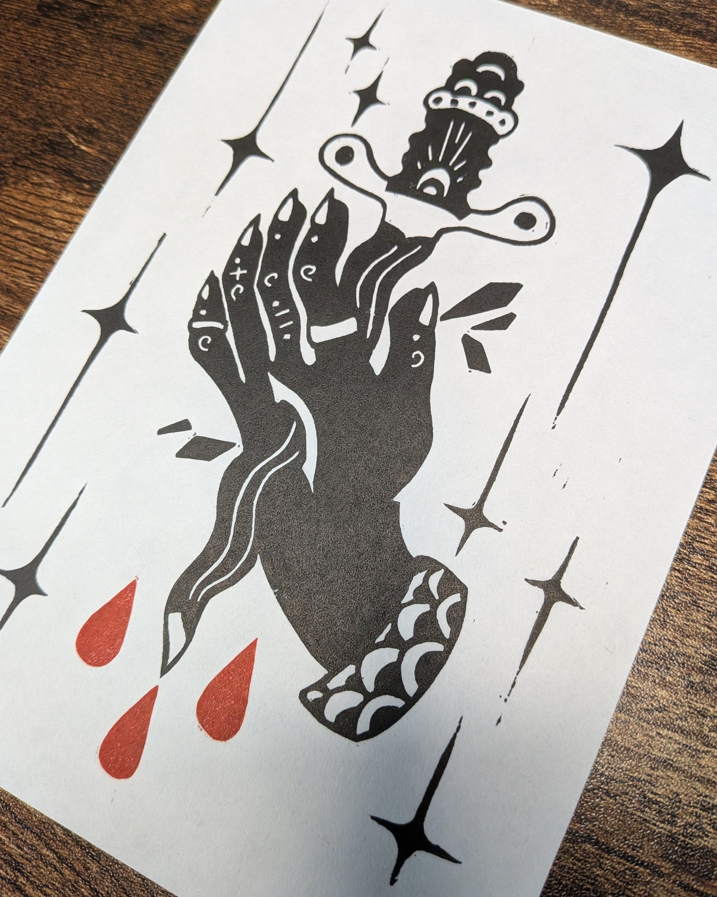 A Blade Through the Palm (Red Drops)